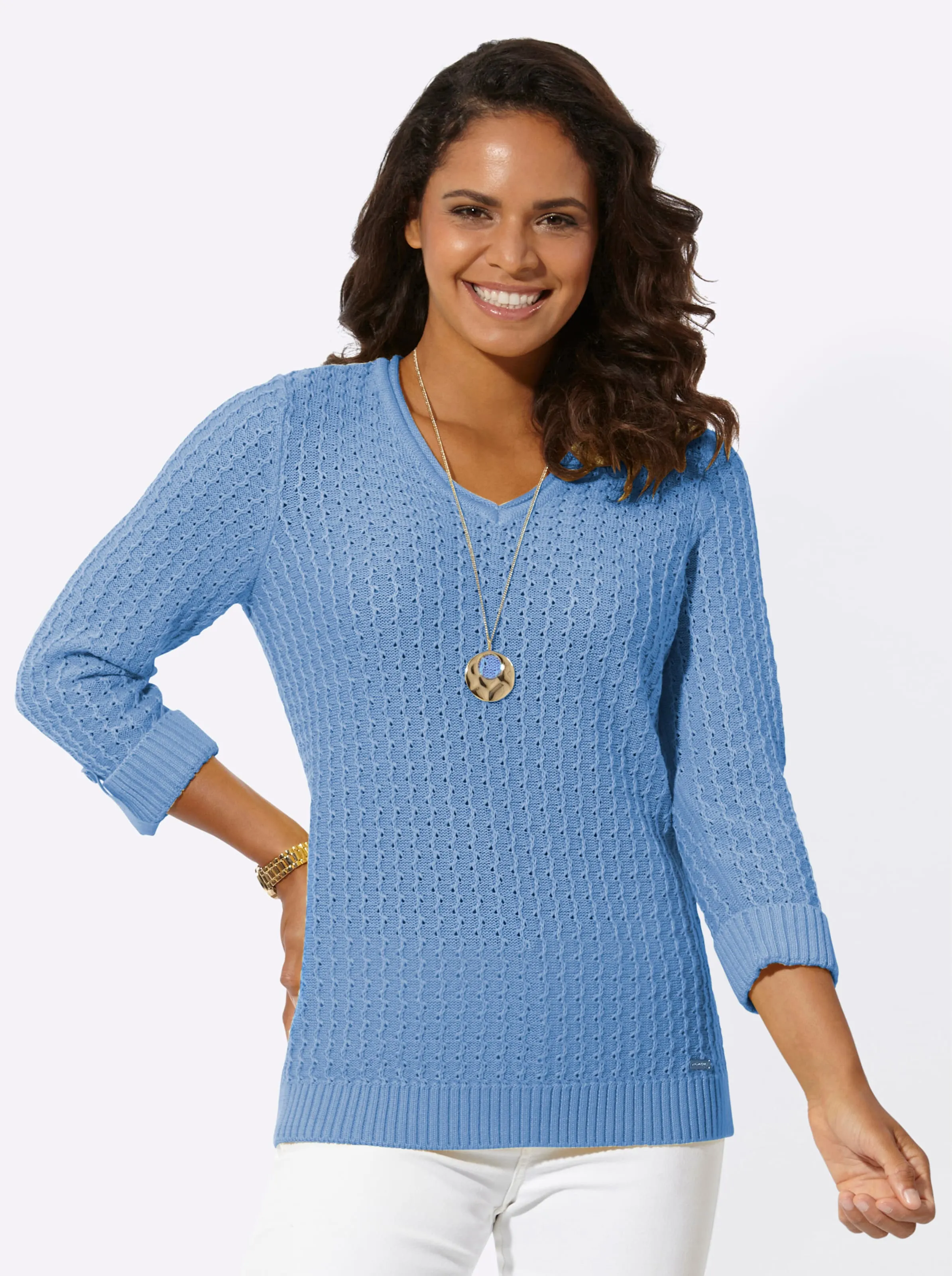 3/4 Arm-Pullover in himmelblau