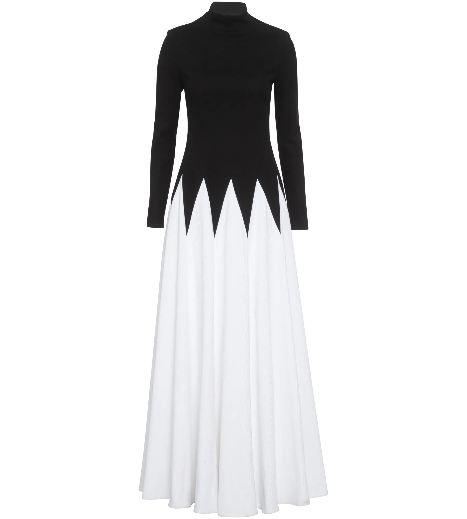 Abendkleid mit Zick-Zack Muster in Schwarz/Weiss