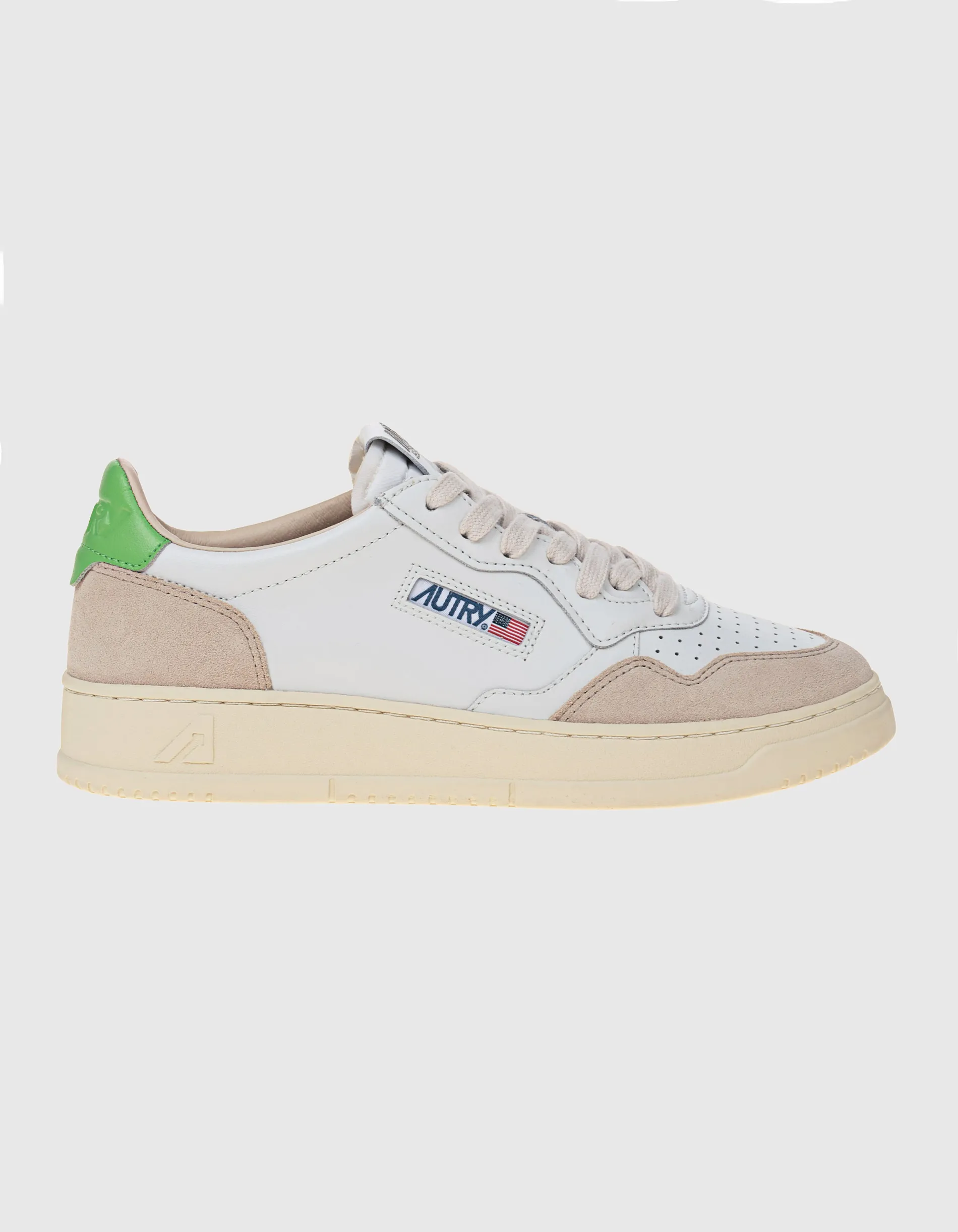 Autry Medalist Low Suede White Green // Leder-Sneaker