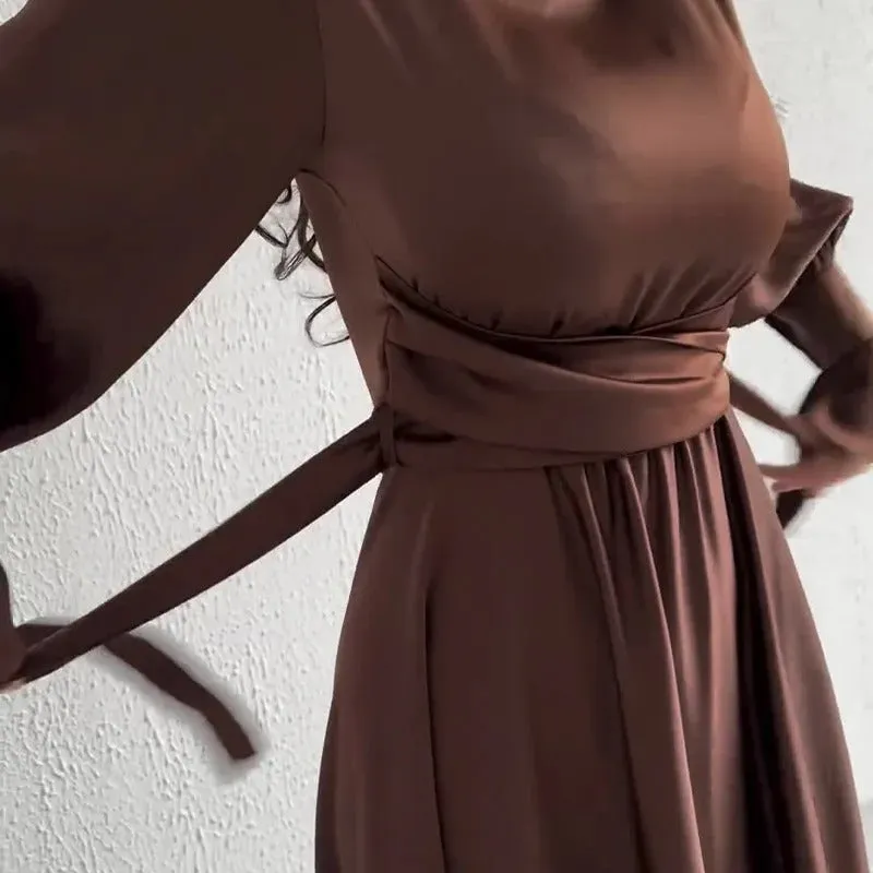 Benigna - Formelles Elegantes Satin Maxi Abendkleid - für Damen | Ital