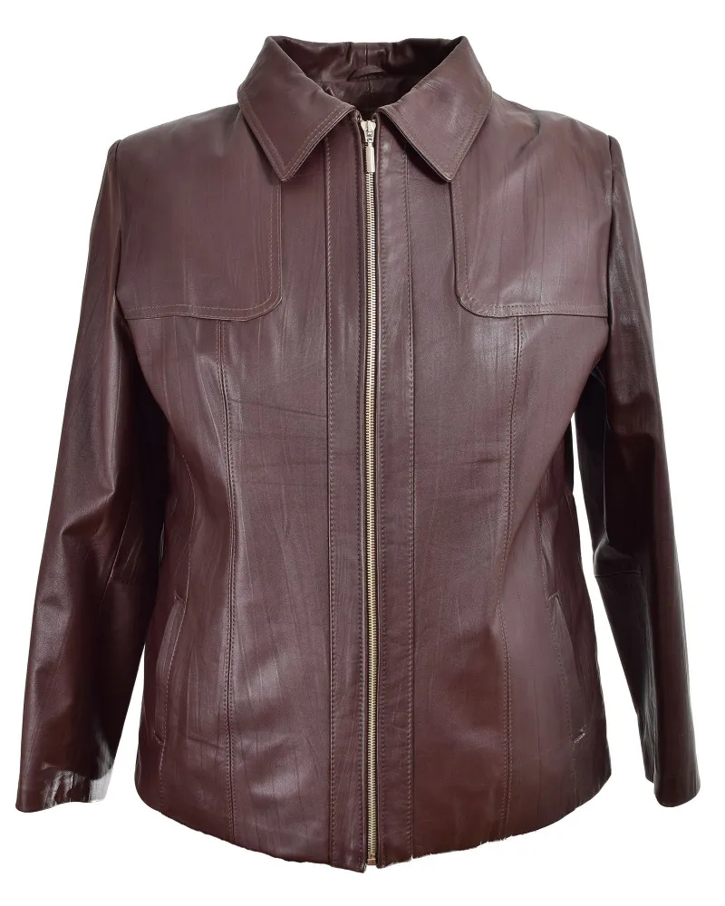 Damen braun Lederjacke