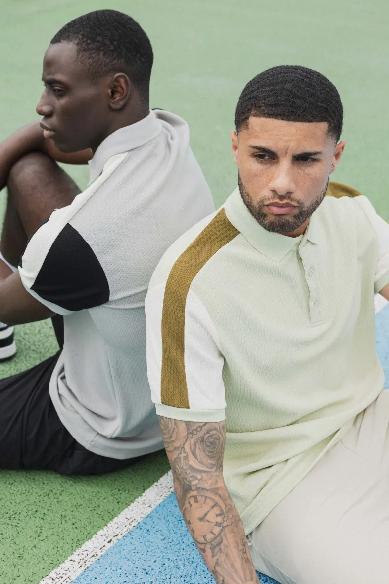 Dreifarbiges Kurzarm-Poloshirt