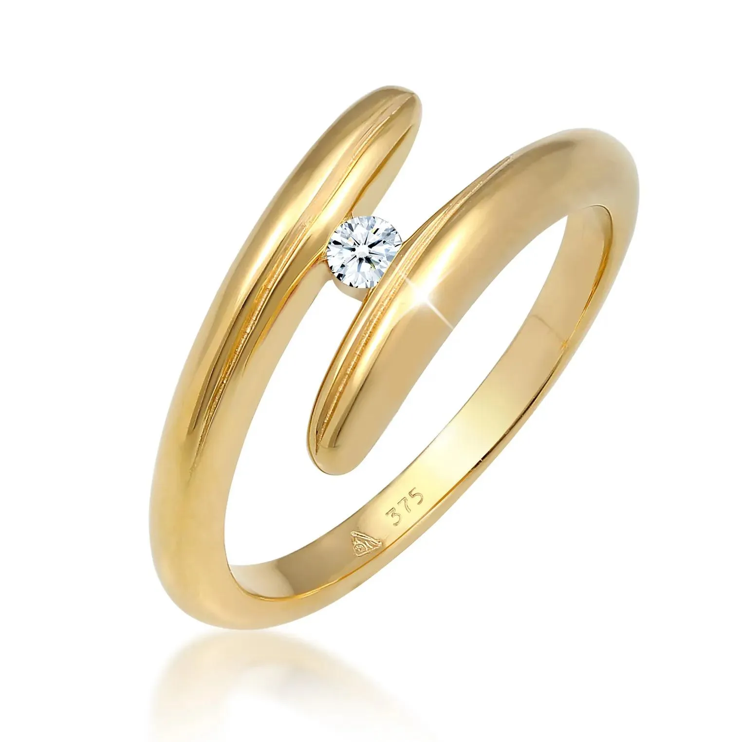   Elli  Ring Wickelring Diamant 0.06 ct. 375 Gelbgold weiss  Diamantring 