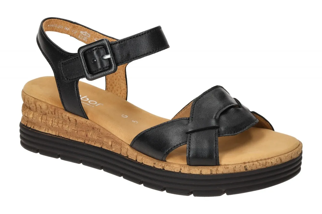 Gabor Genua Plateau Sandale schwarz Nappa 42.704.57