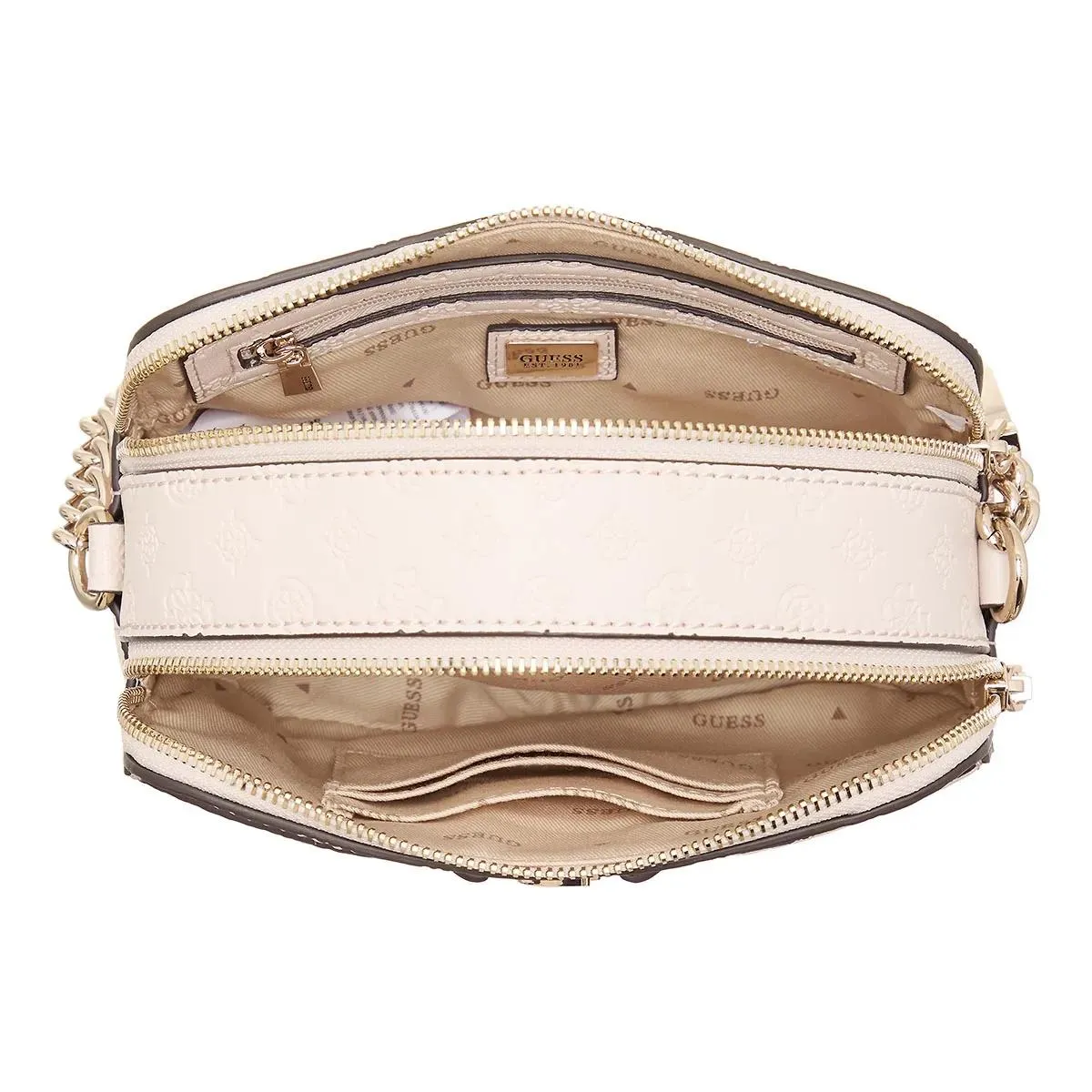  Guess  Arlena Logo Camera Crossbody Taupe Logo  Camera Bag 