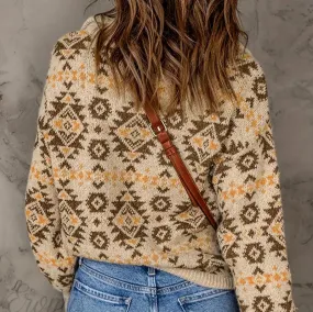 Heidi-Mode - Lässiger Herbst Tan Pullover mit Kragen und Reißverschluss für Frauen