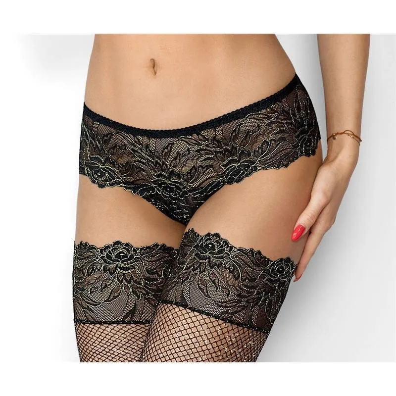 Leg Avenue Damen Strumpfhalter Strapse mit Strass Schwarz