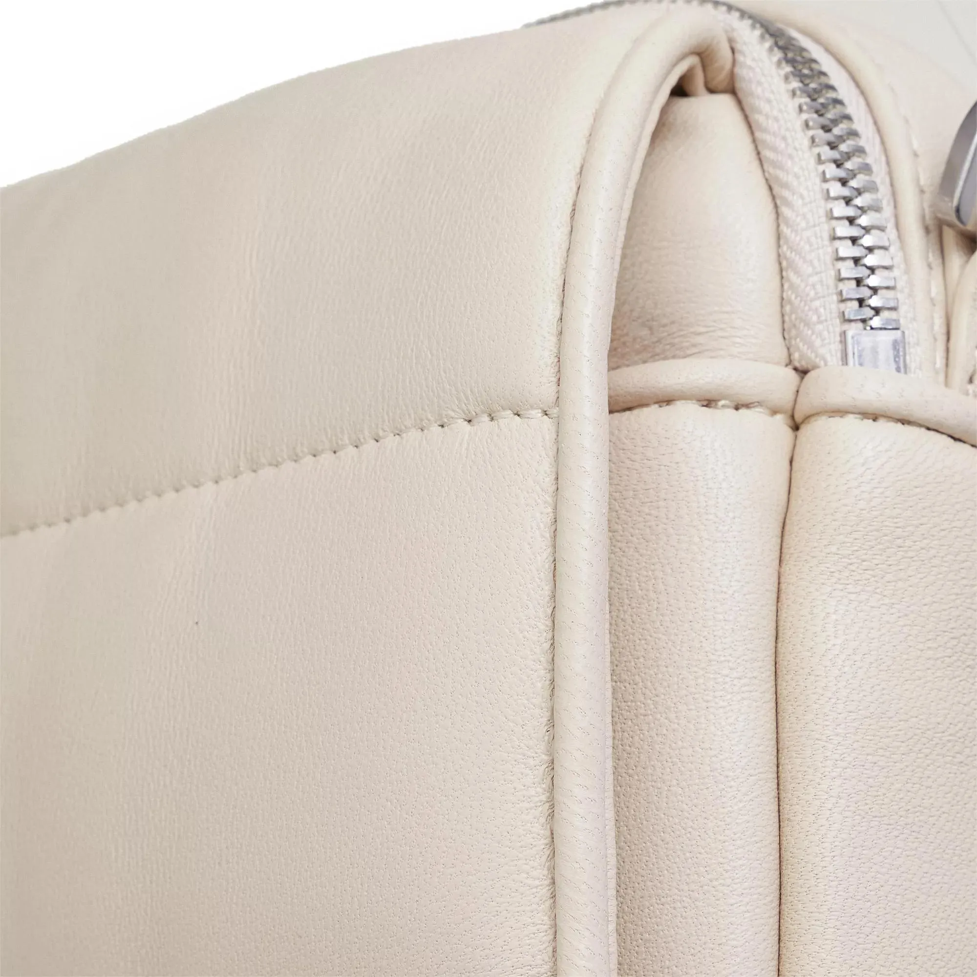   LES VISIONNAIRES  Emily Puffy Leather Off White  Crossbody Bag 