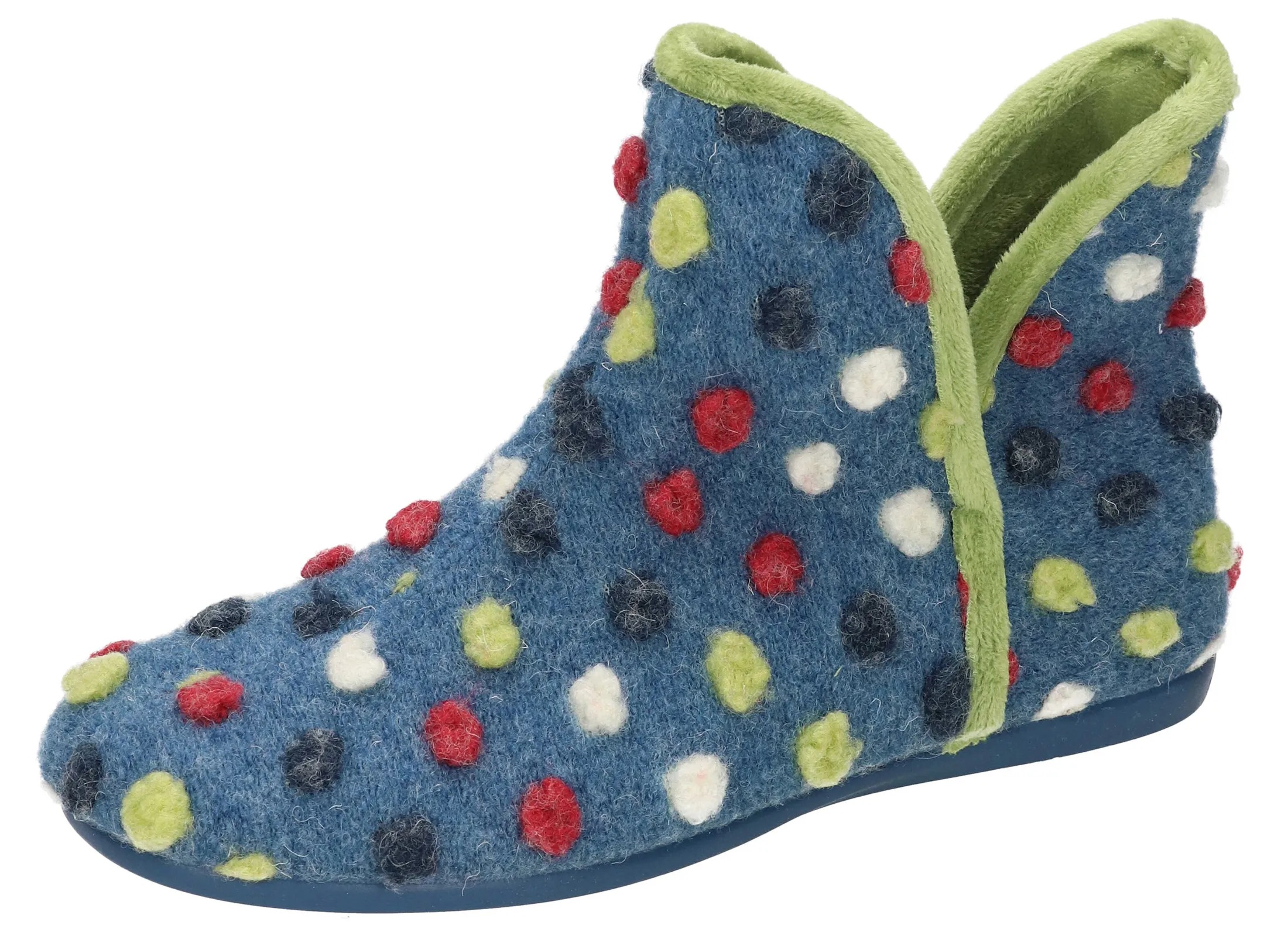 Manitu Damen Hausschuh Schlupfschuh Stiefelette knöchelhoch gepunktet