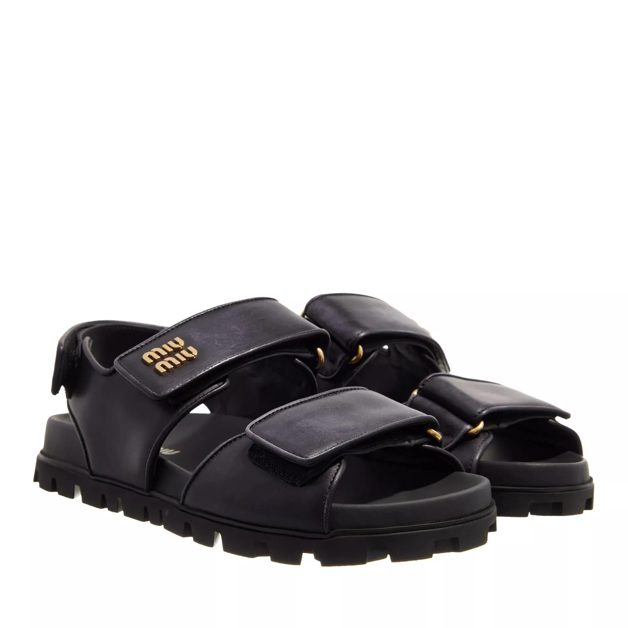  Miu Miu  Logo Plaque Open Toe Sandals Black  Sandale 