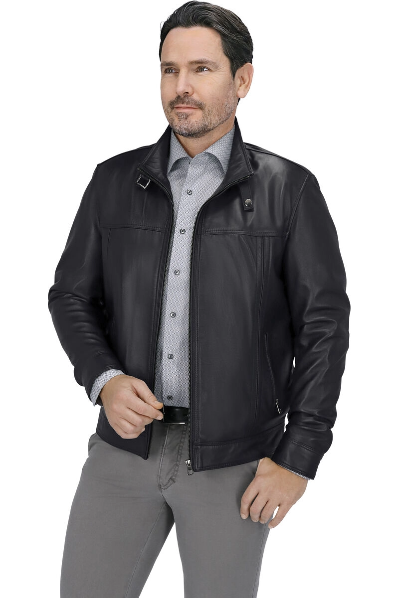POLAR LEATHER Leder-Blouson schwarz  edelste Lammnappaleder