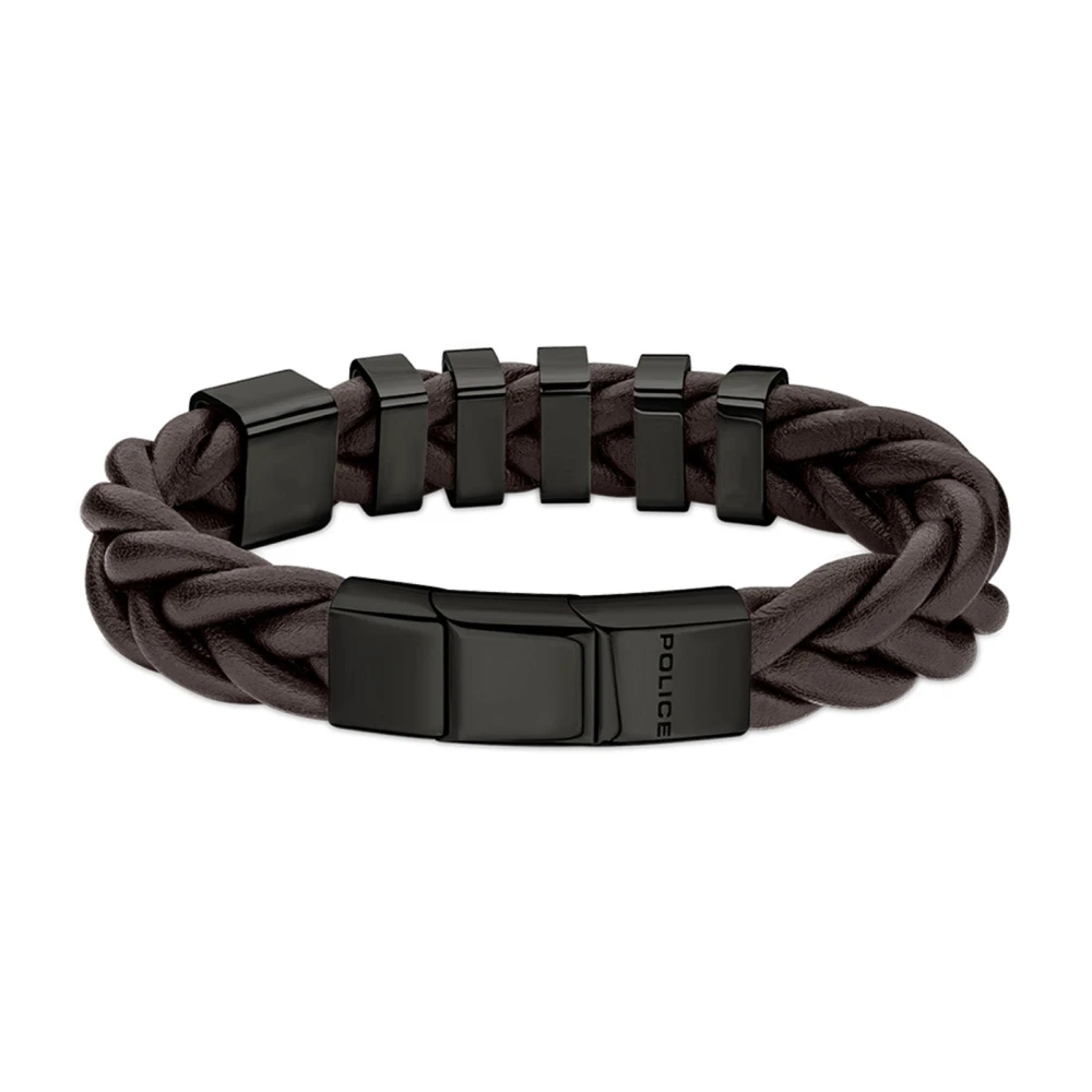 Police Herren Armband Leder Edelstahl Schwarz GEAR PEAGB2211526
