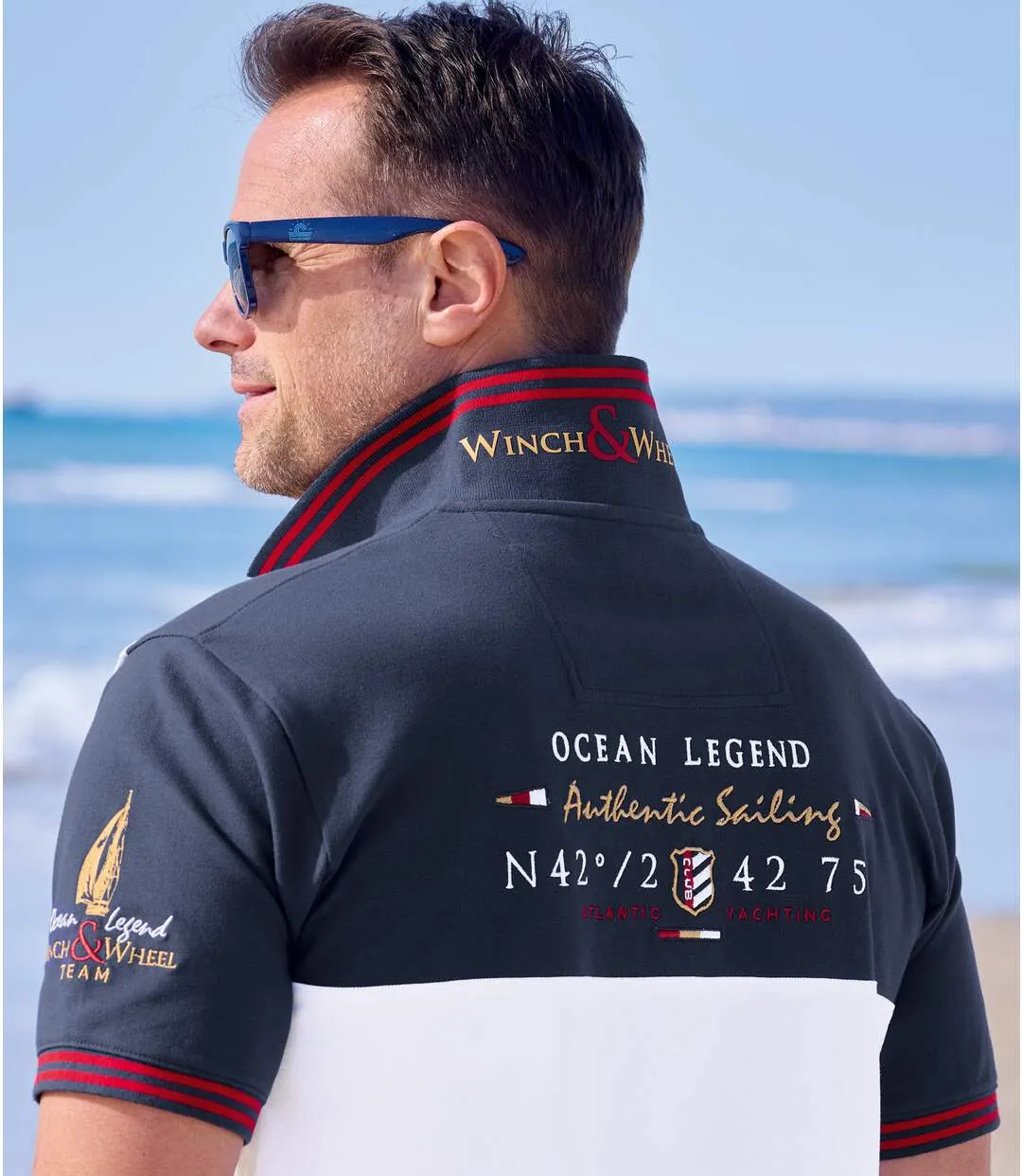 Poloshirt Nautic von Winch and Wheel