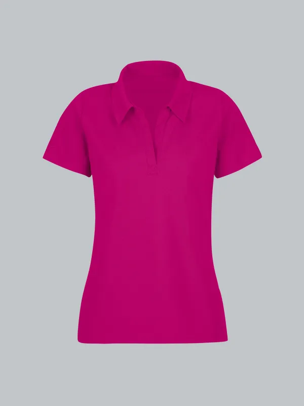 Poloshirt ohne Knopfleiste Magenta