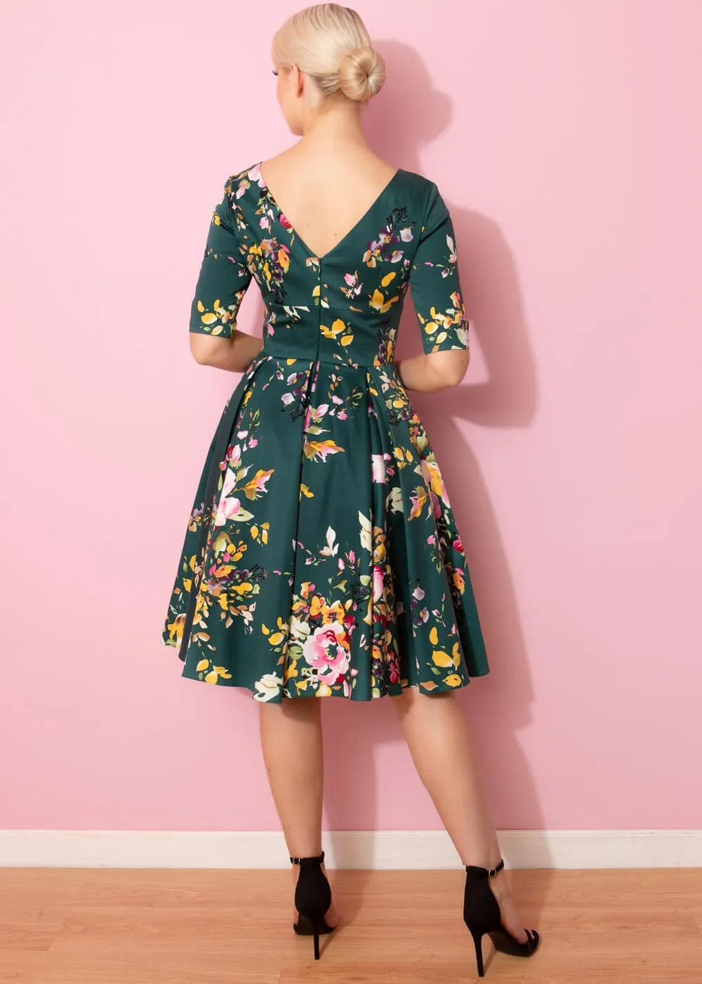 Pretty Dress Company Hepburn Seville 50's Swingkleid Dunkelgrün