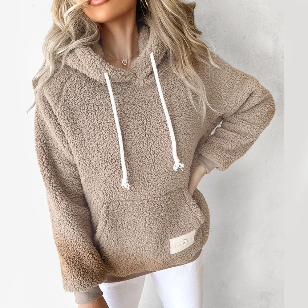 Shiela - Teddy-Hoodie mit Kängurutasche & Kordelzug