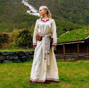 Wikinger Kleid Lagertha beige-rot